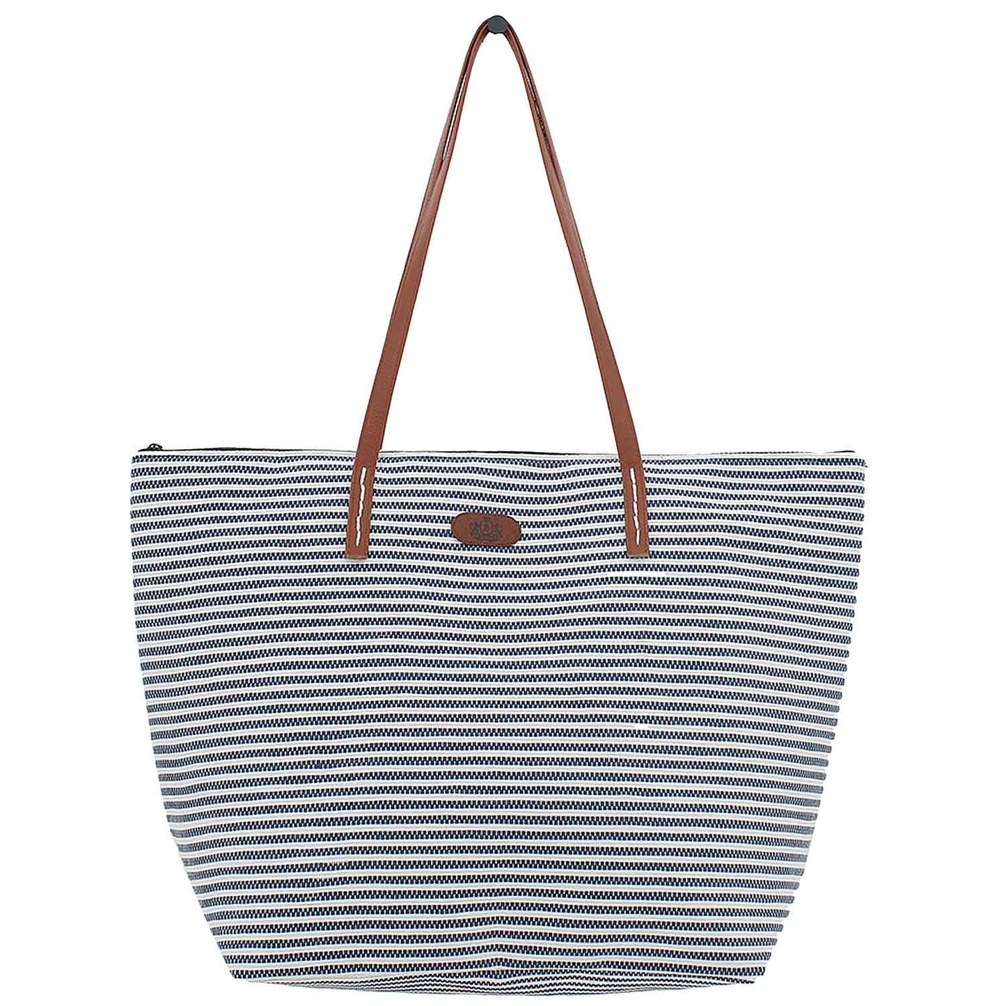 XL Strandtasche » Maritime Streifen » große Handtasche ca. 54 x 39 cm » Maritim Schultertasche Tasche » Badetasche mit Reißverschluss