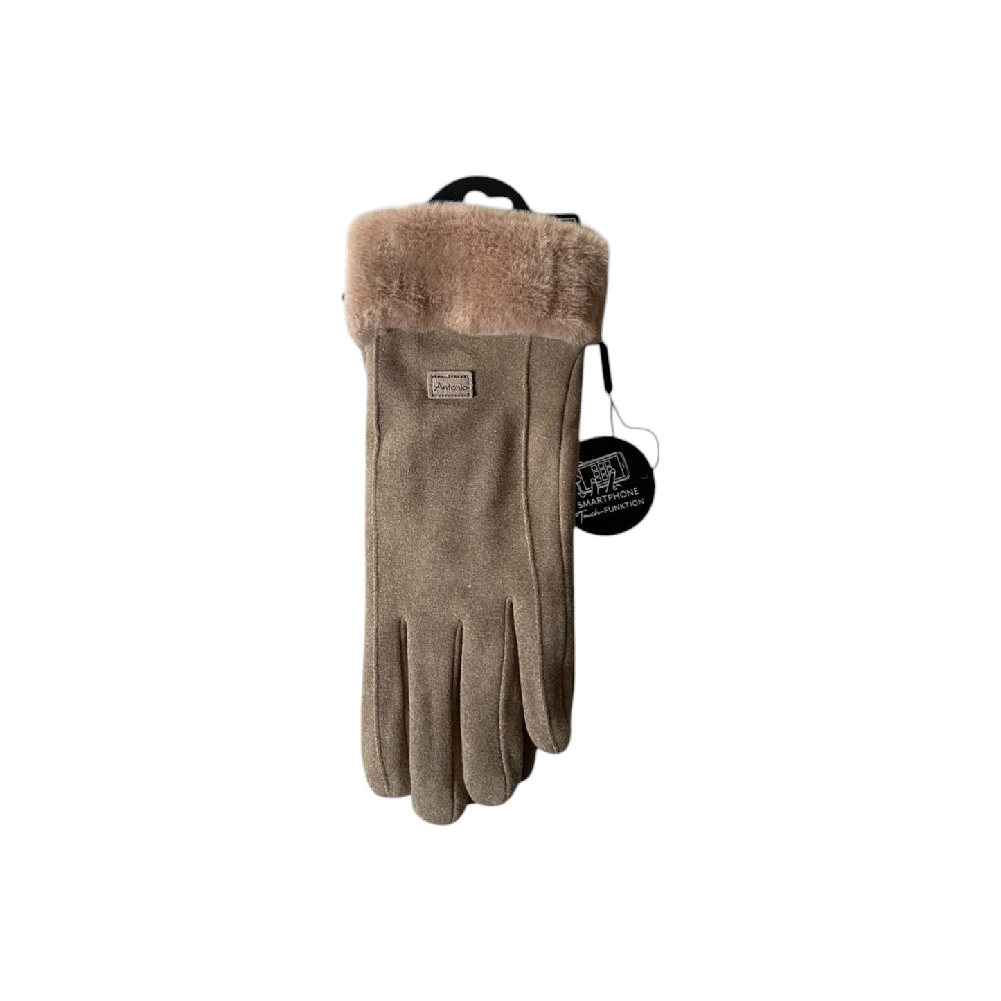 Damen Handschuhe gefüttert » Damenhandschuhe mit Touchfunktion » Winterhandschuhe mit Kunstpelz » Wildlederoptik "NY Style" Suede mit Fell