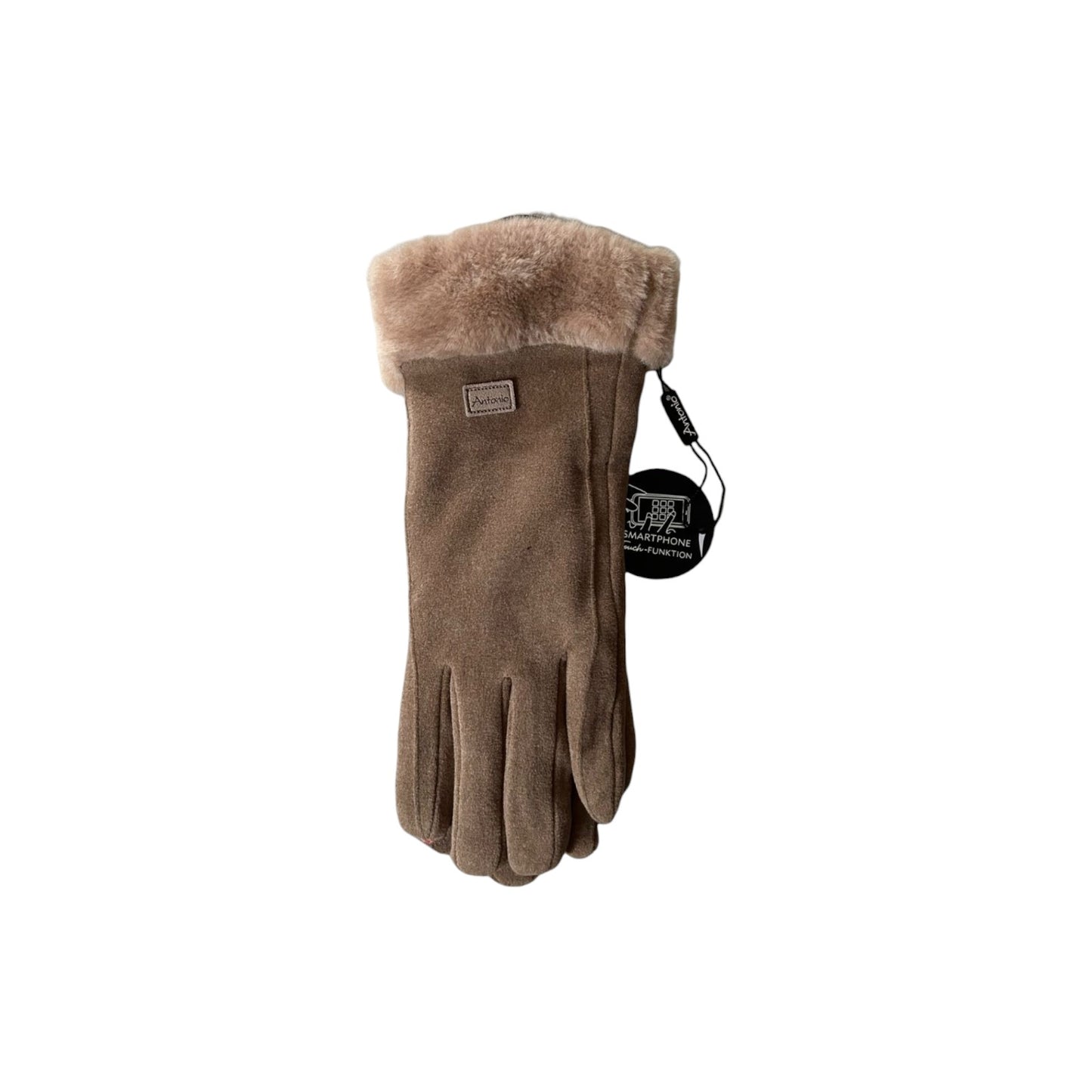 Damen Handschuhe gefüttert » Damenhandschuhe mit Touchfunktion » Winterhandschuhe mit Kunstpelz » Wildlederoptik "NY Style" Suede mit Fell