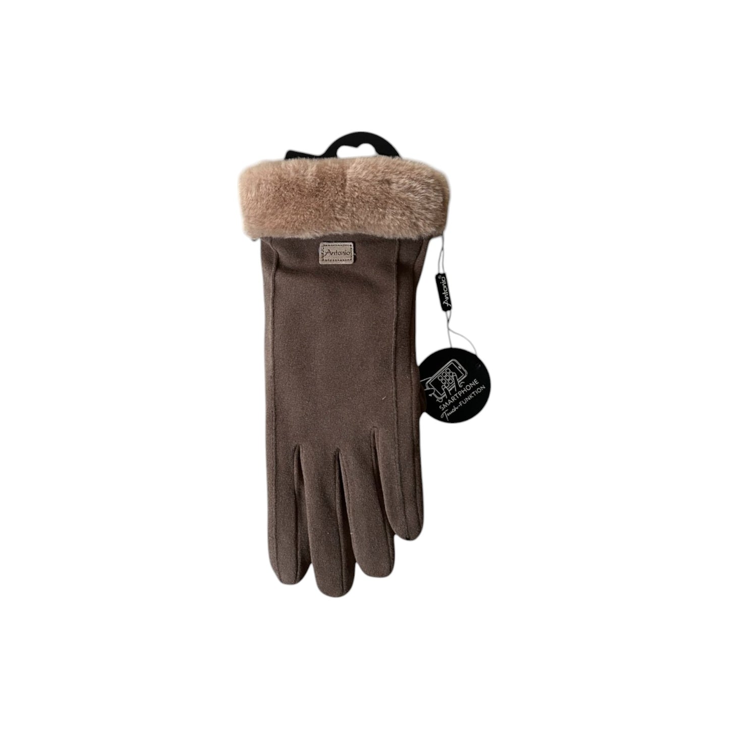 Damen Handschuhe gefüttert » Damenhandschuhe mit Touchfunktion » Winterhandschuhe mit Kunstpelz » Wildlederoptik "NY Style" Suede mit Fell