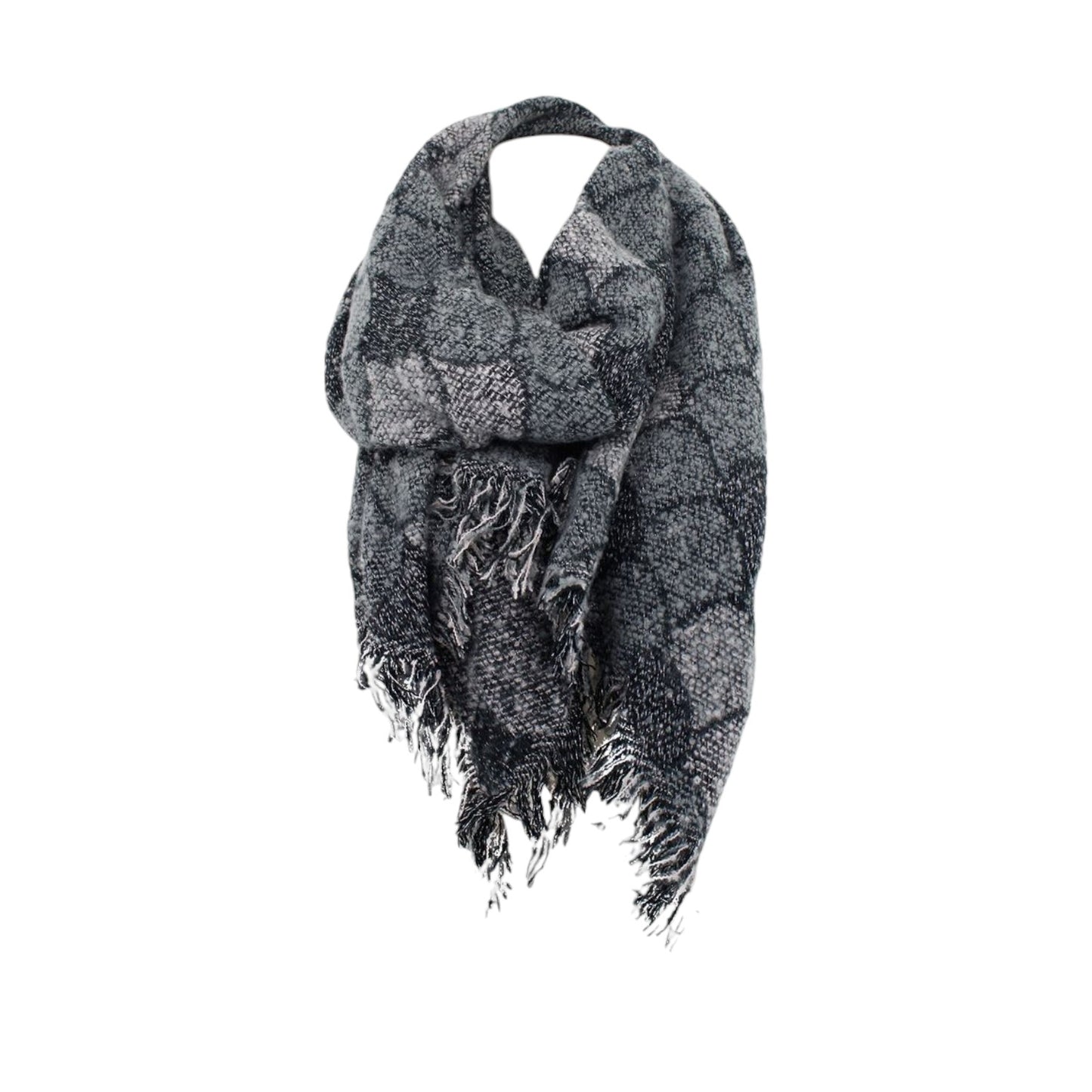Winter Damen Schal » Winterschal High Volume » Damenschal Lurex » Fransenschal mit Drachenhaut Optik