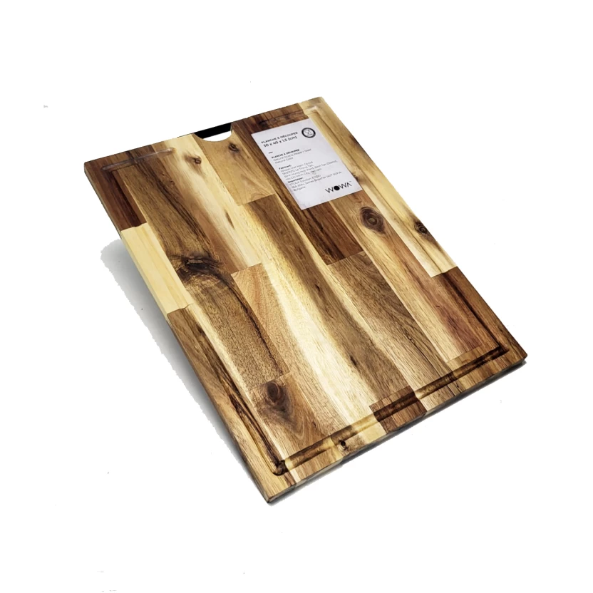 Premium Schneidebrett aus Akazienholz » Küchenbrett 30 x 40 x 1,5 cm » Grill Holzbrett mit Saftrille » Servierbrett & Tranchierbrett
