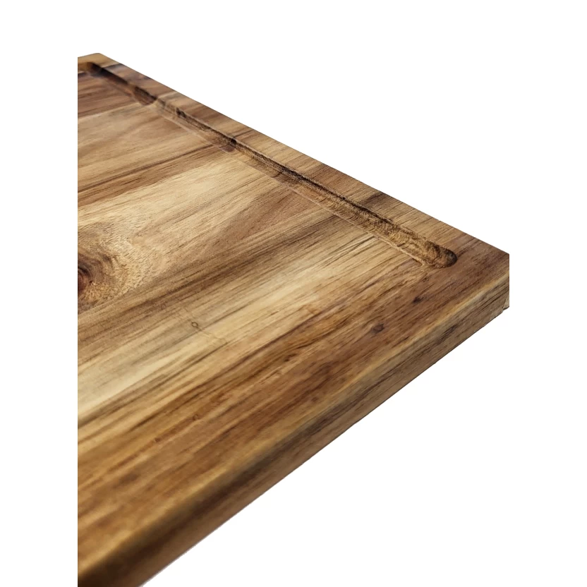 Premium Schneidebrett aus Akazienholz » Küchenbrett 30 x 40 x 1,5 cm » Grill Holzbrett mit Saftrille » Servierbrett & Tranchierbrett