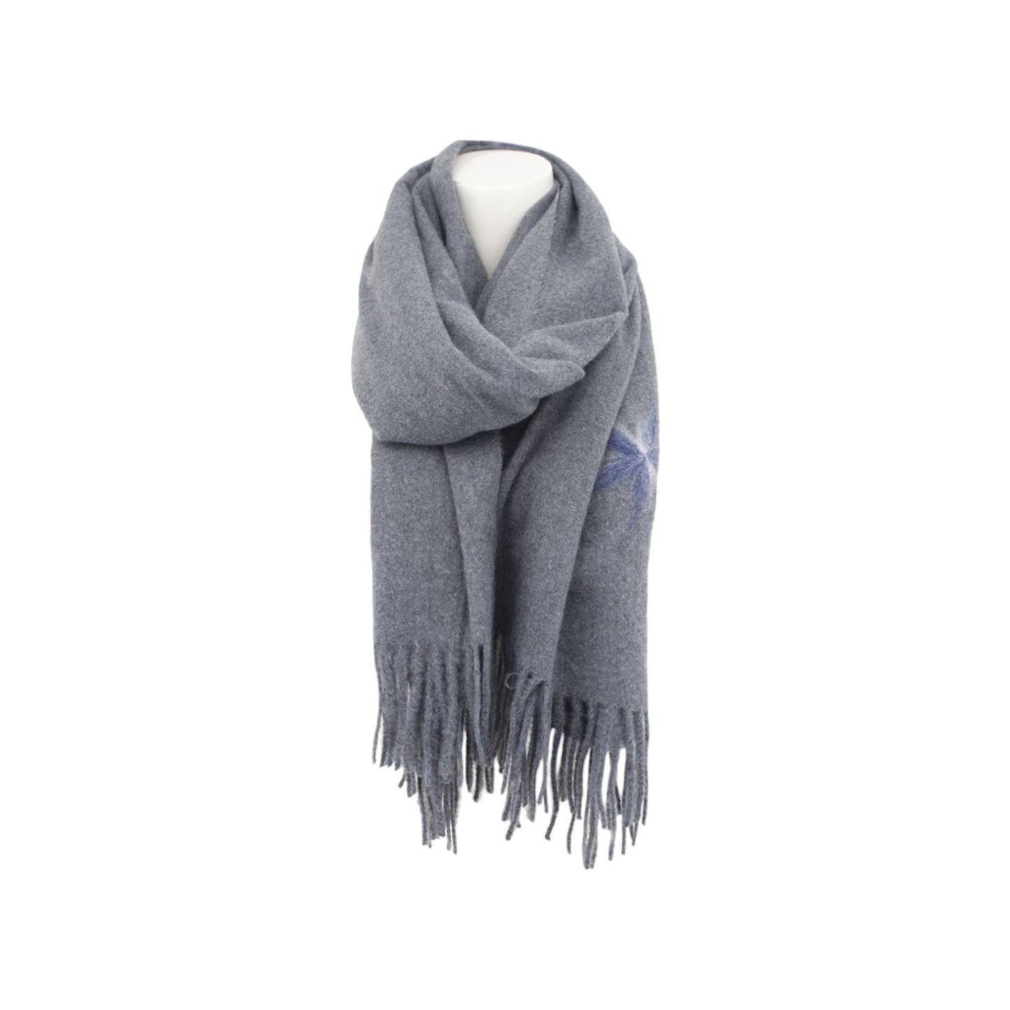Winter Damen Schal Cashmera » Fransenschal Soft Feeling » Winterschal 180x72 cm » Damenschal mit Blume