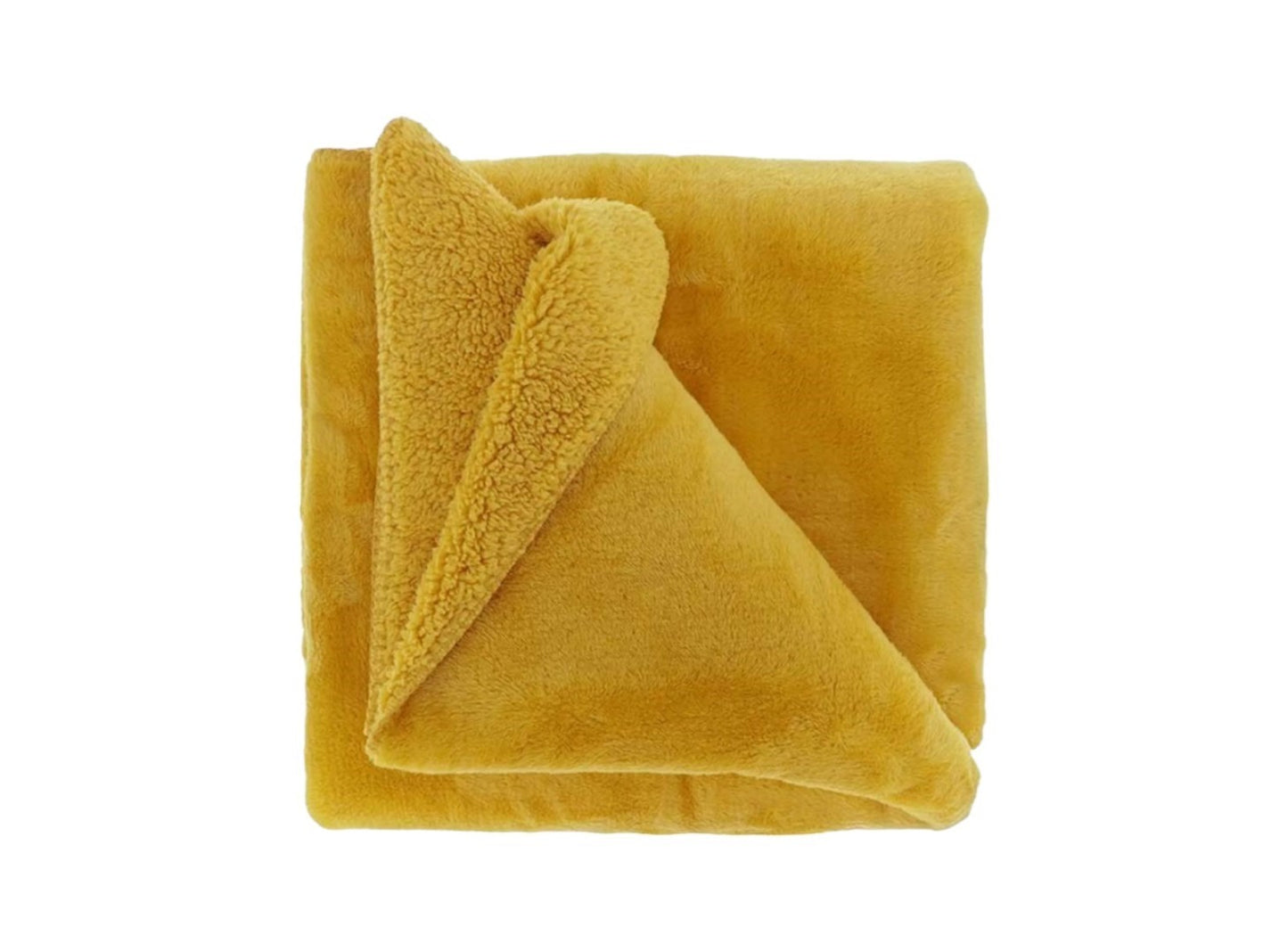 Teddy-Decke 150 x 200 cm » Kuscheldecke "Torvah" » Wohndecke strahlend gelb » Couchdecke Teddy Fleece