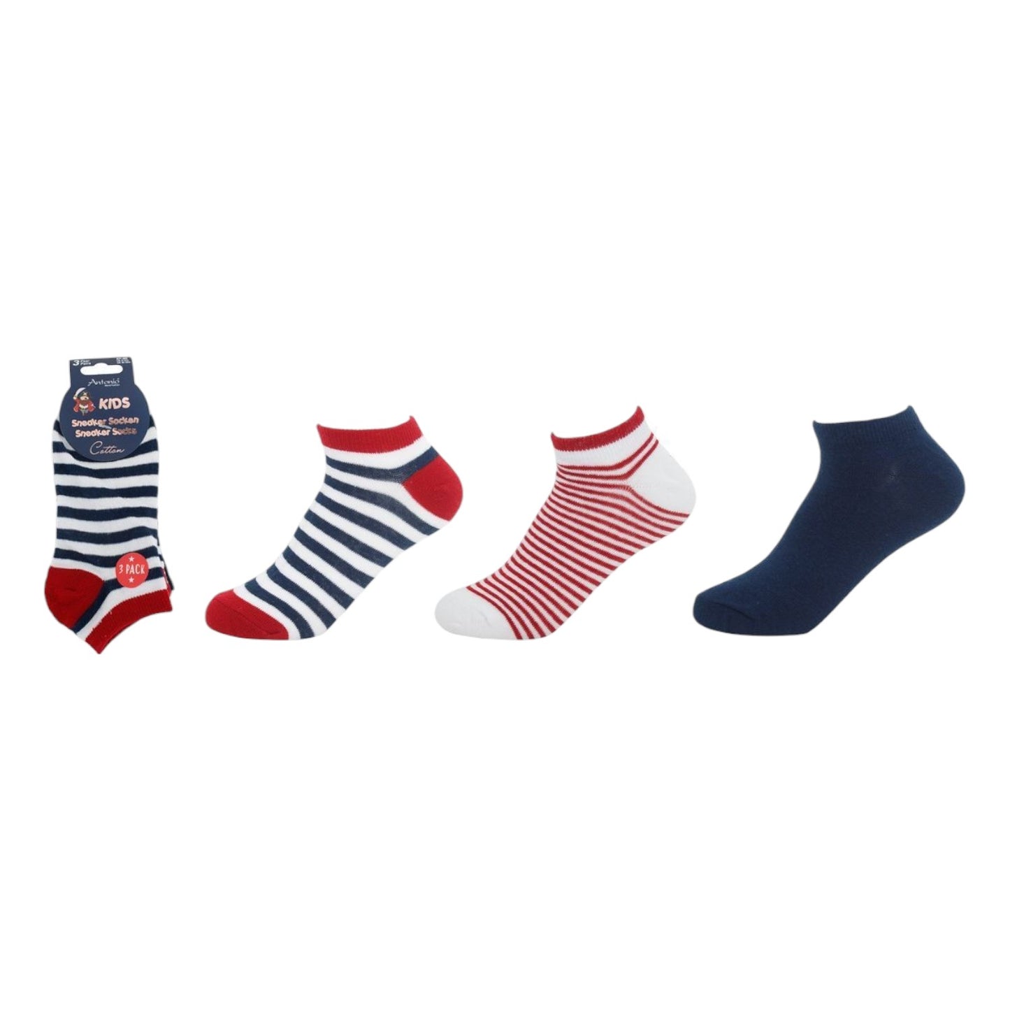 Kinder Sneaker 3er Pack » Socken Maritim Style » 3 Paar Kindersocken » Wollsocken
