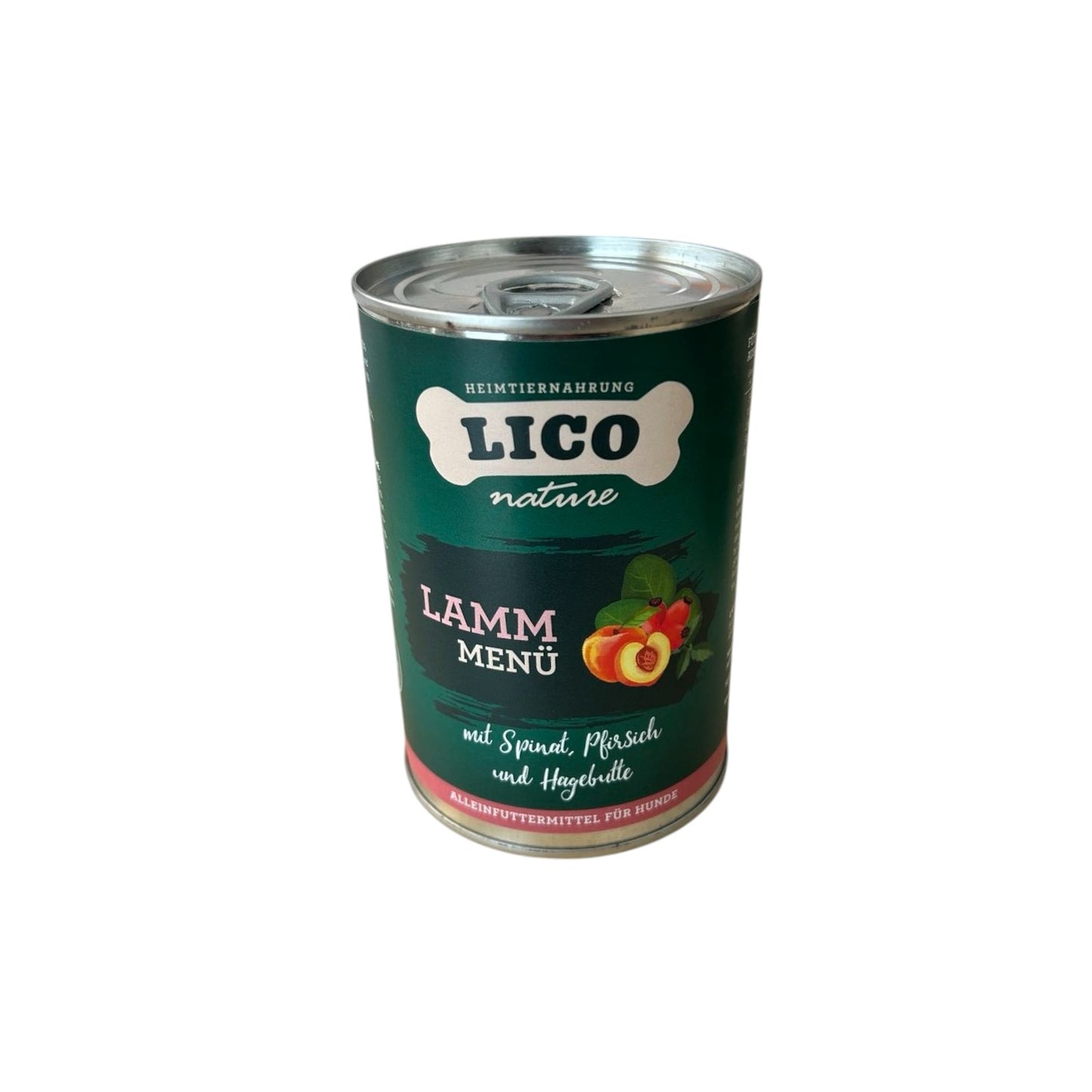 Lico Lamm Menü mit Spinat, Pfirsich & Hagebutte » 6er Pack Hundefutter » Nassfutter Dosen » 6 x 400g Konserven Alleinfuttermittel für Hunde » hochwertige Zutaten ohne zusätzliche Konservierungsstoffe