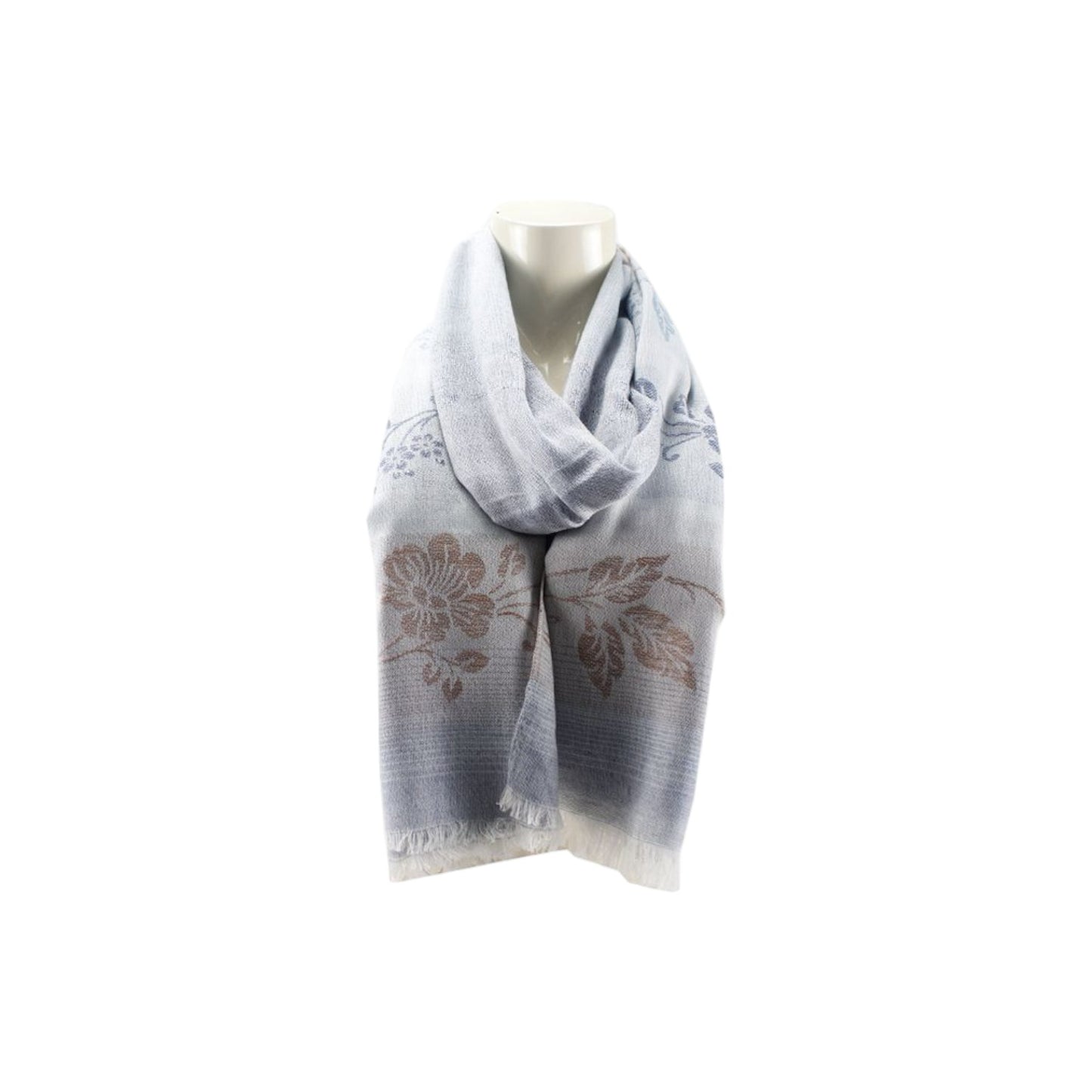 Damen Schal mit Blumen Muster » Fransenschal seidig weich 180x70cm » leichter Damenschal mit dezentem Blumenmuster » Frühling & Sommer Schal