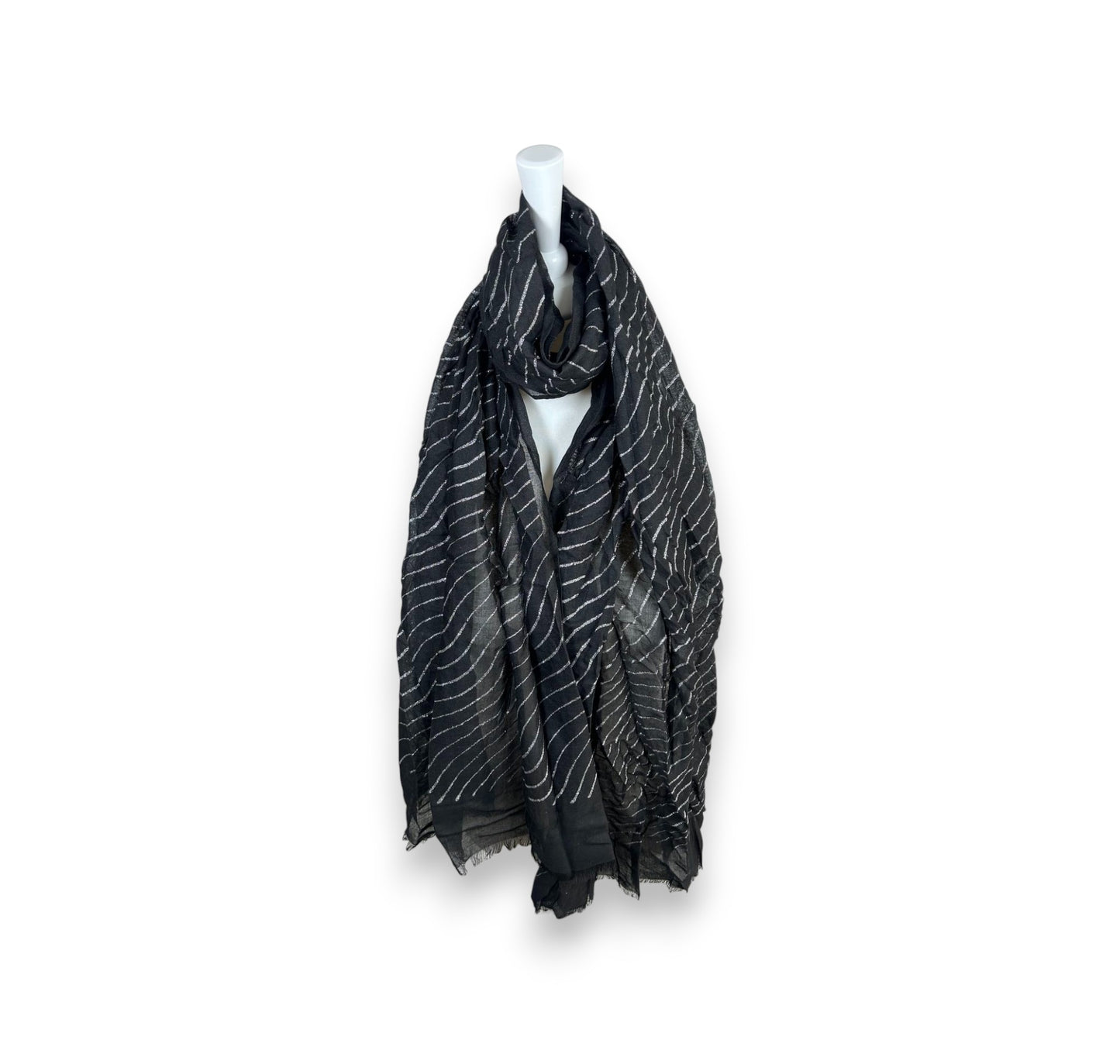Damen Sommer Schal Glitzer Linien » leichtes Halstuch 180 x 70 cm » Sommerschal mit Glitzerstreifen » weich & dünn