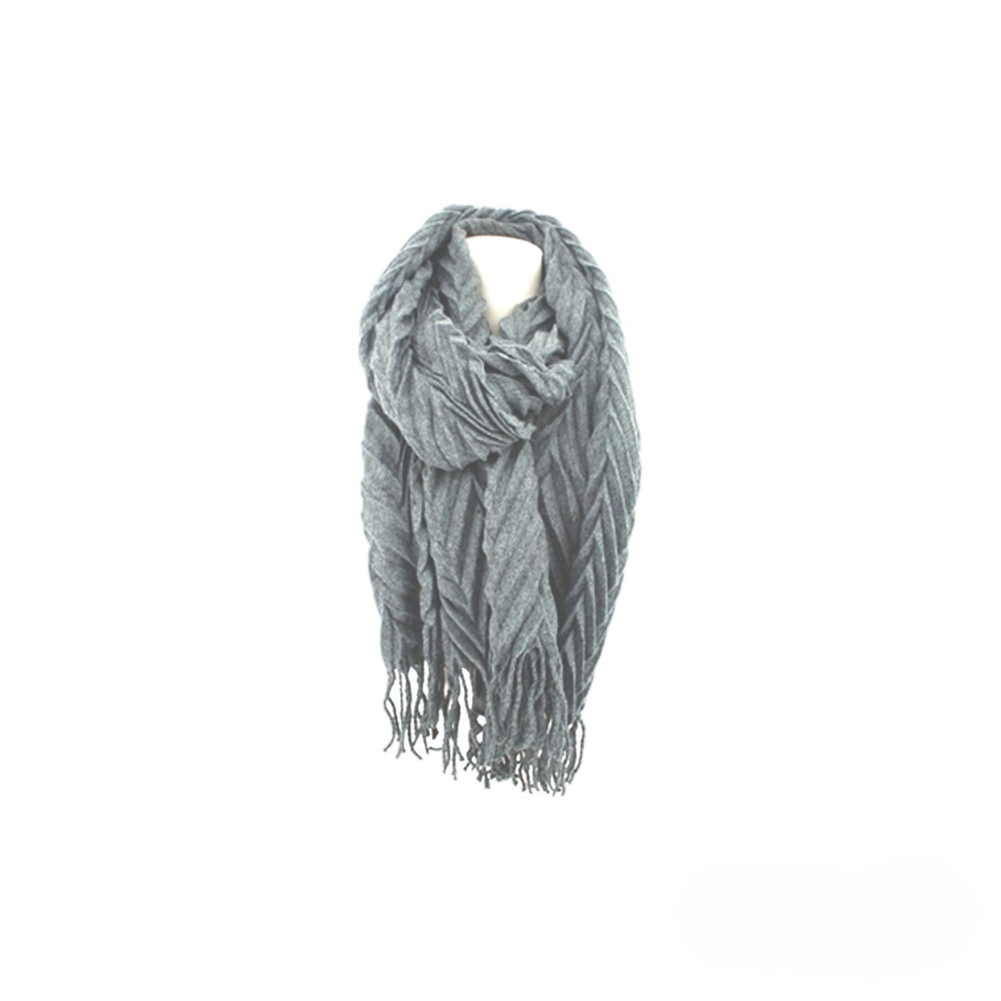 Winter Damen Schal » Fransenschal 220 x 72 cm » Damenschal in Faltenoptik » Winterschal Soft Cashmera Plissee