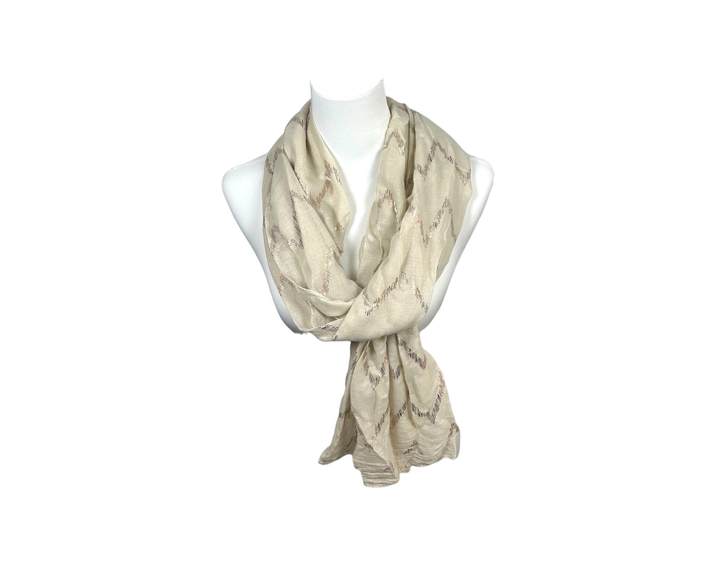 Sommer Damen Schal » Zick Zack Muster » leichter Sommerschal 180 x 70 cm » Halstuch mit glänzendem Zickzack Aufdruck » Damenschal weich & dünn