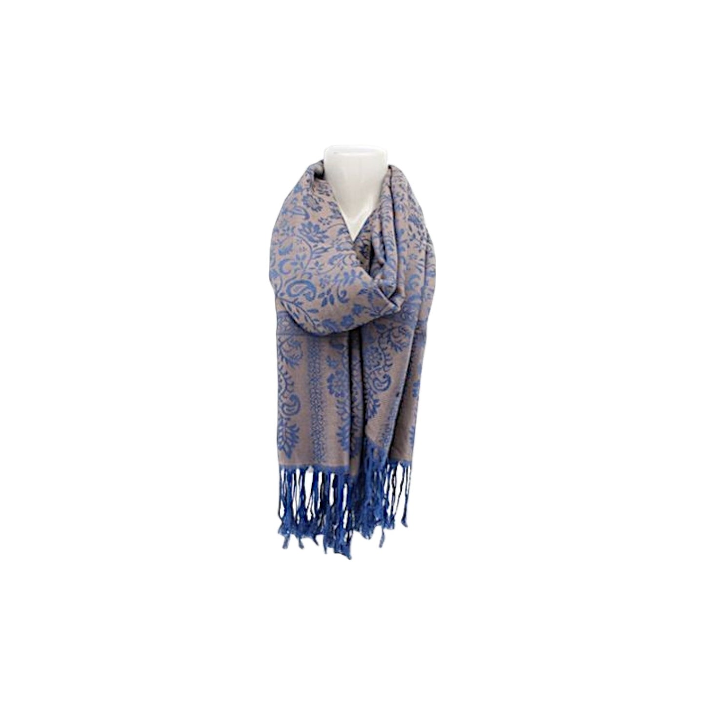 Damen Winter Schal » Winterschal 175 x 70 cm » Fransenschal mit Paisleymuster » Blumen Muster » seidig weich