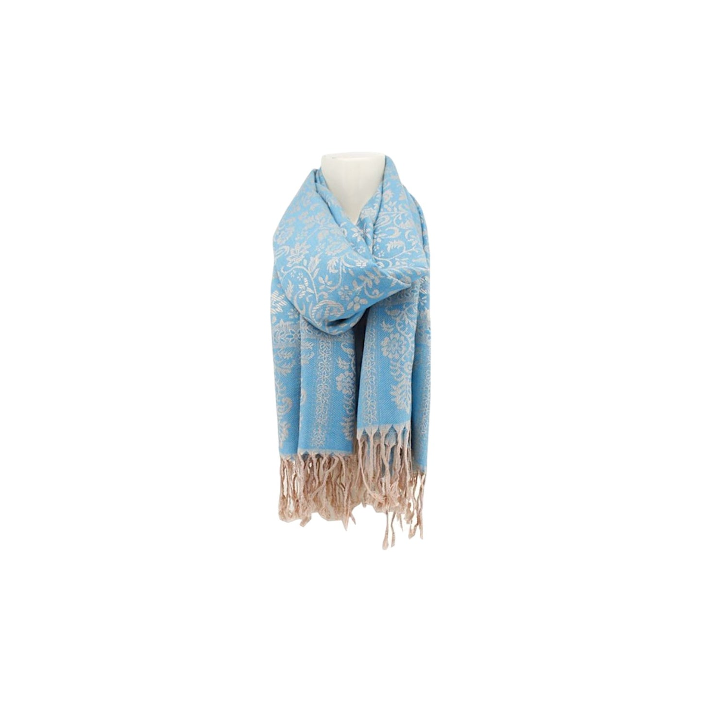 Damen Winter Schal » Winterschal 175 x 70 cm » Fransenschal mit Paisleymuster » Blumen Muster » seidig weich