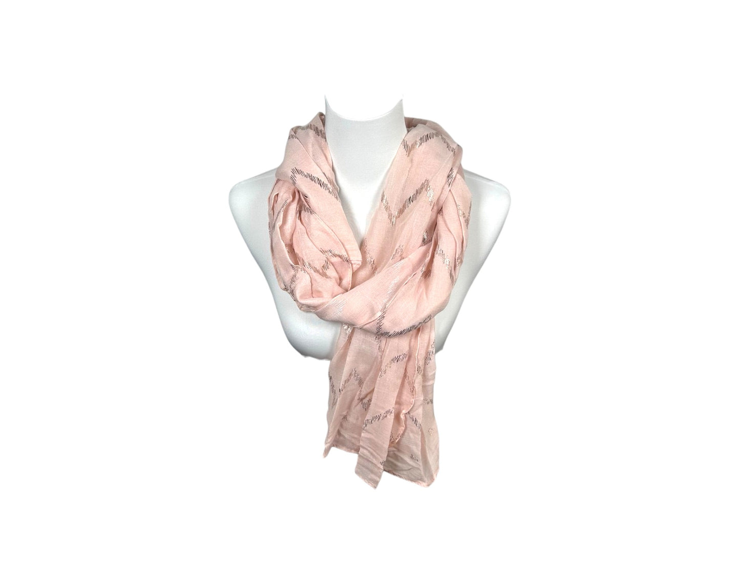 Sommer Damen Schal » Zick Zack Muster » leichter Sommerschal 180 x 70 cm » Halstuch mit glänzendem Zickzack Aufdruck » Damenschal weich & dünn