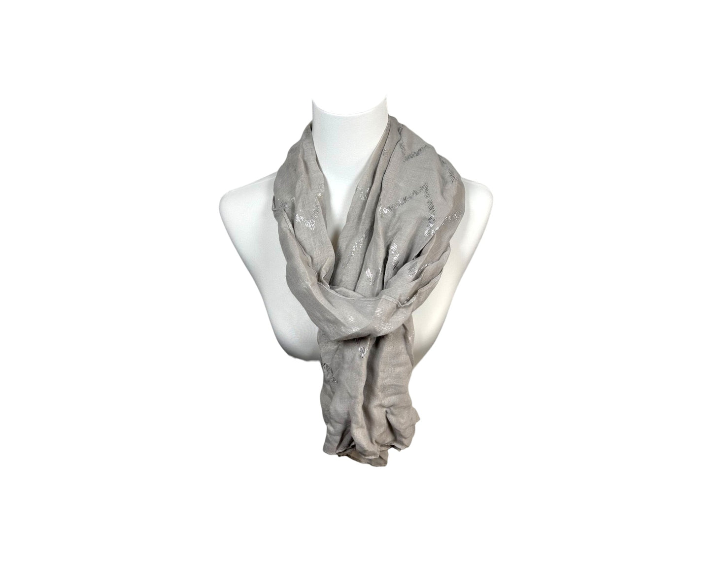 Sommer Damen Schal » Zick Zack Muster » leichter Sommerschal 180 x 70 cm » Halstuch mit glänzendem Zickzack Aufdruck » Damenschal weich & dünn