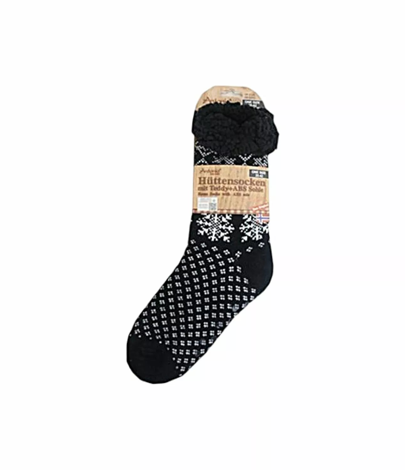 Hüttensocken » Kuschelsocken » Anti Rutsch Socke » Winter Hausschuhe » Strick Fleece in schwarz/weiß