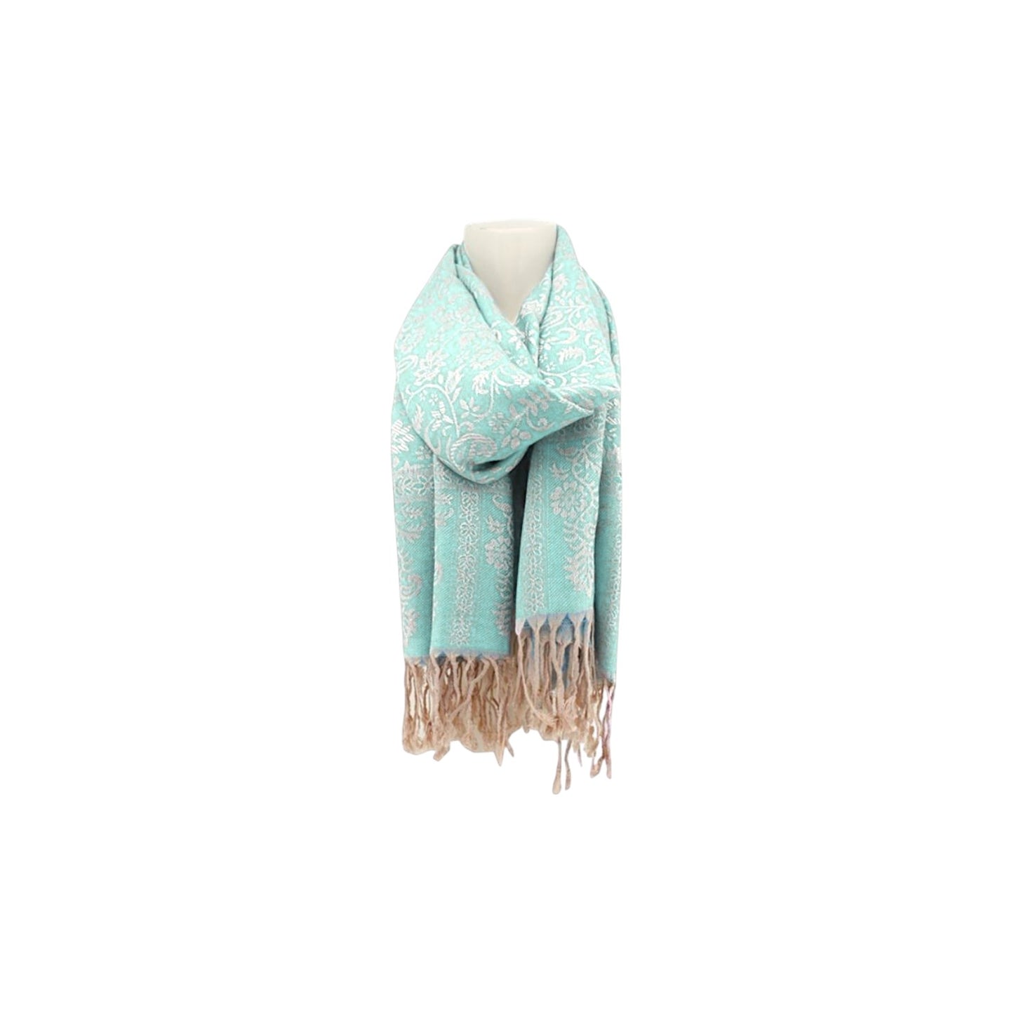 Damen Winter Schal » Winterschal 175 x 70 cm » Fransenschal mit Paisleymuster » Blumen Muster » seidig weich