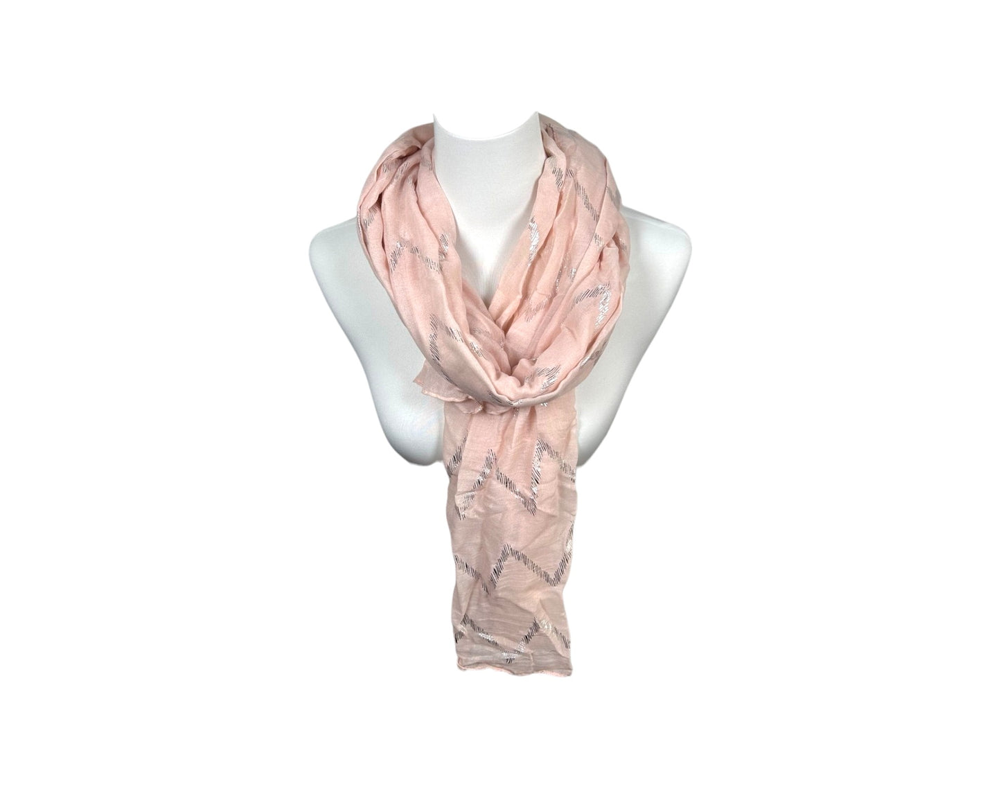 Sommer Damen Schal » Zick Zack Muster » leichter Sommerschal 180 x 70 cm » Halstuch mit glänzendem Zickzack Aufdruck » Damenschal weich & dünn