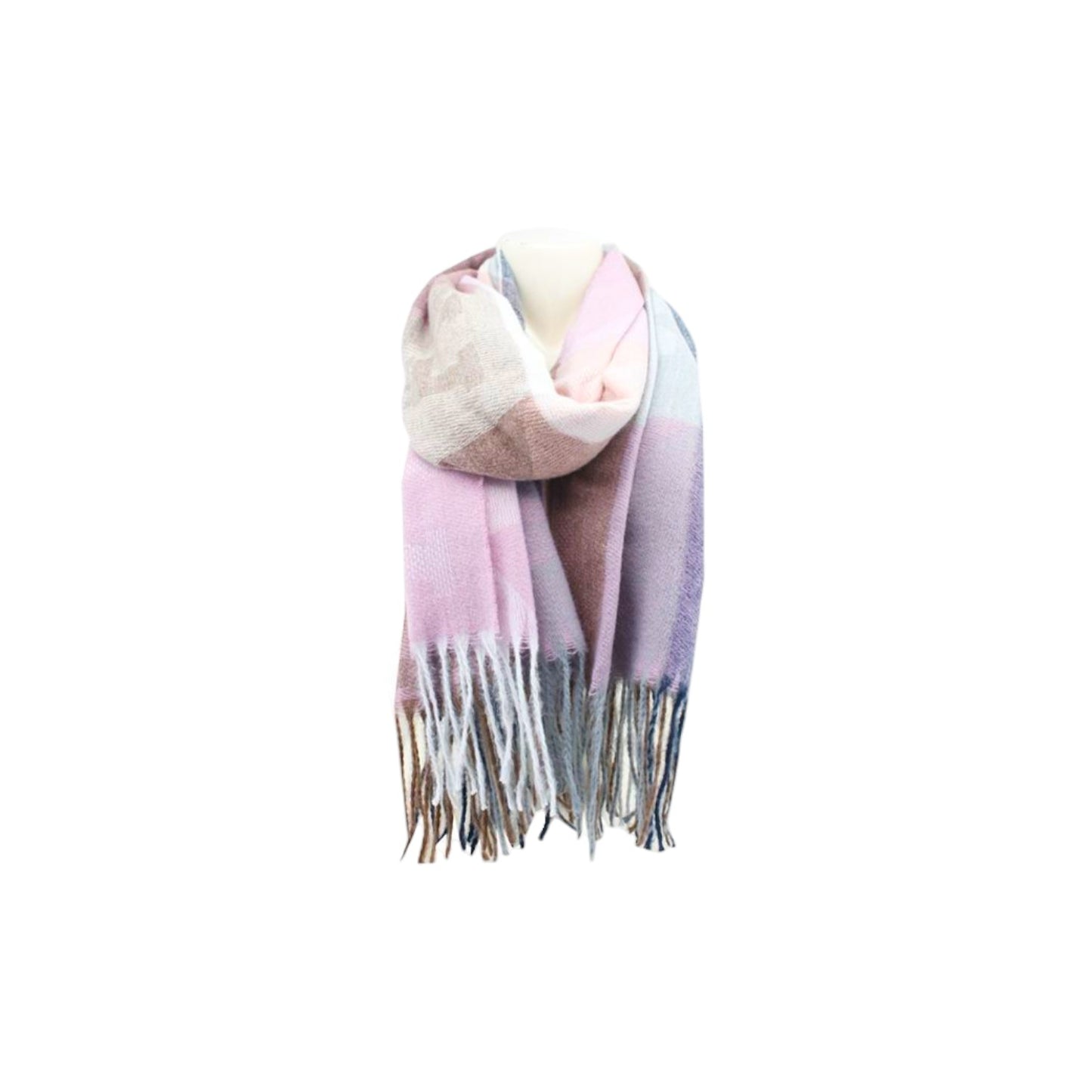 Winter Damen Schal » Cashmera Soft » Winterschal Karo Muster » Damenschal » Fransenschal 180 x 65 cm
