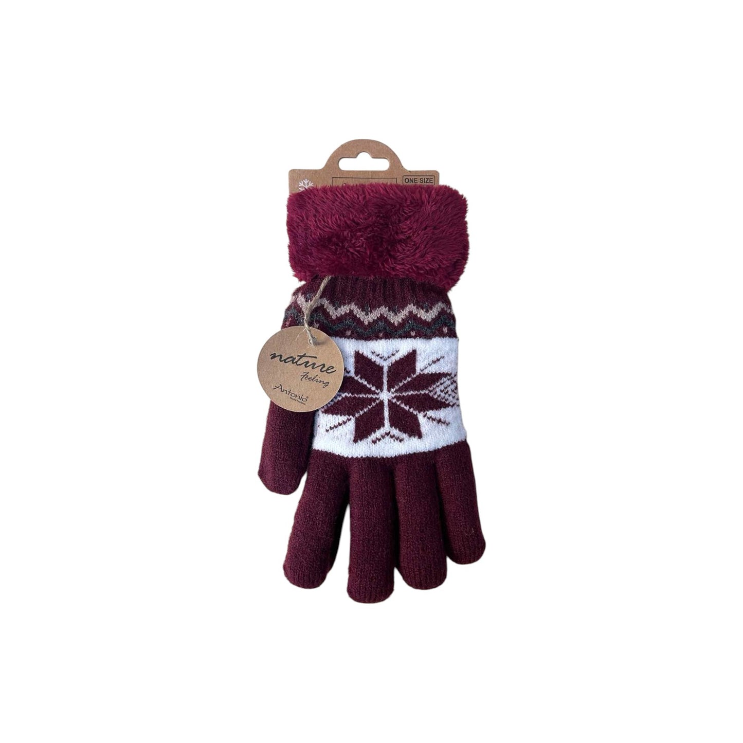 Winter Damen Handschuhe » Fingerhandschuhe Schneeflocke » Gefütterte Teddy Winterhandschuhe » Strickhandschuhe flauschig & warm