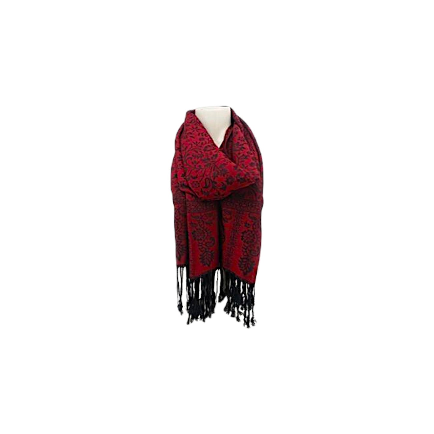 Damen Winter Schal » Winterschal 175 x 70 cm » Fransenschal mit Paisleymuster » Blumen Muster » seidig weich