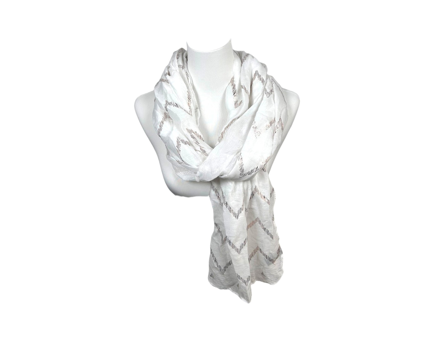 Sommer Damen Schal » Zick Zack Muster » leichter Sommerschal 180 x 70 cm » Halstuch mit glänzendem Zickzack Aufdruck » Damenschal weich & dünn