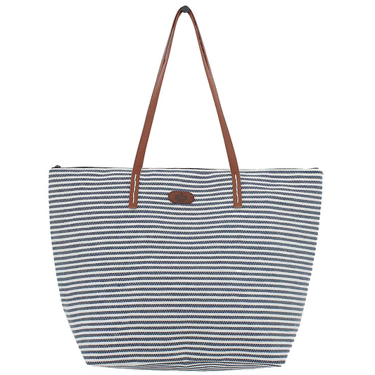 XL Strandtasche » Maritime Streifen » große Handtasche ca. 54 x 39 cm » Maritim Schultertasche Tasche » Badetasche mit Reißverschluss