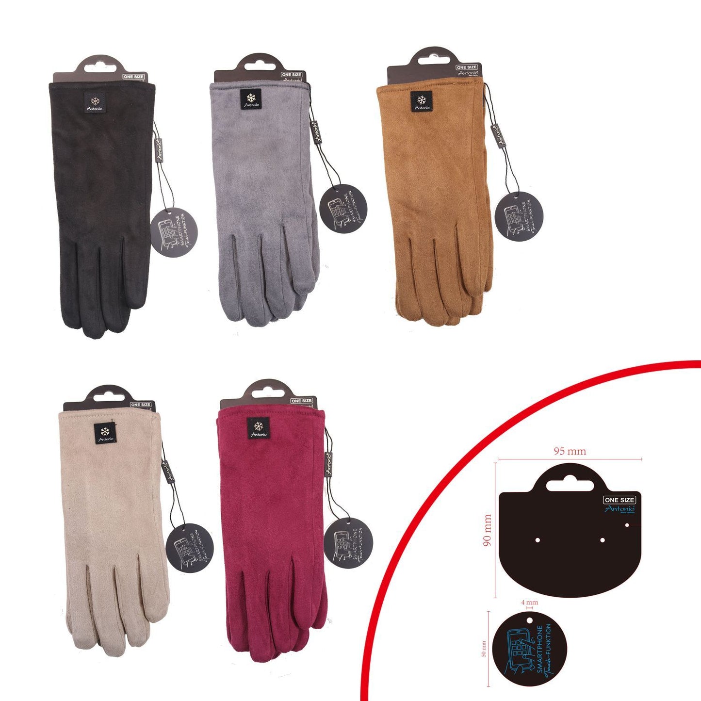 Gefütterte Winter Damen Handschuhe » Winterhandschuhe Suede mit Teddy Innenfutter » Fingerhandschuhe mit Touchfunktion