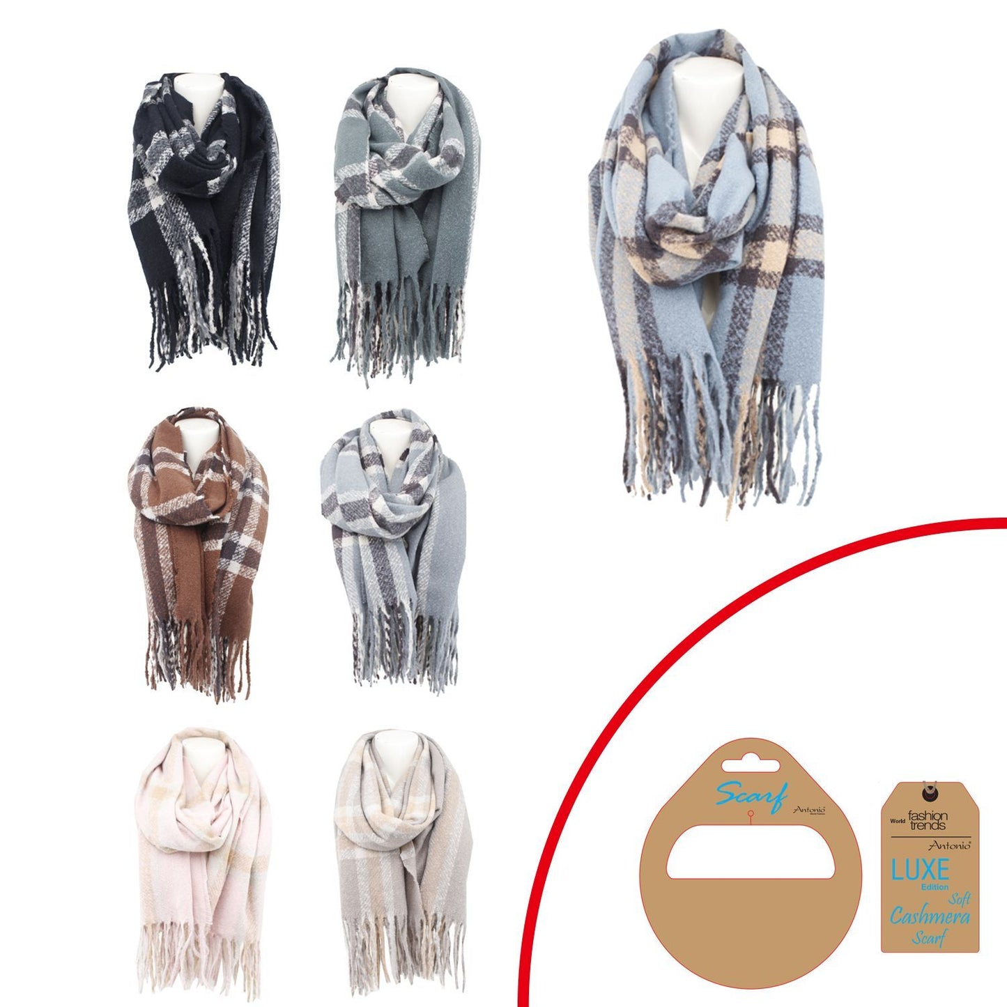 Winter Damen Schal » Winterschal kariert » Cashmera Soft » Damenschal » Fransenschal 180 x 65 cm