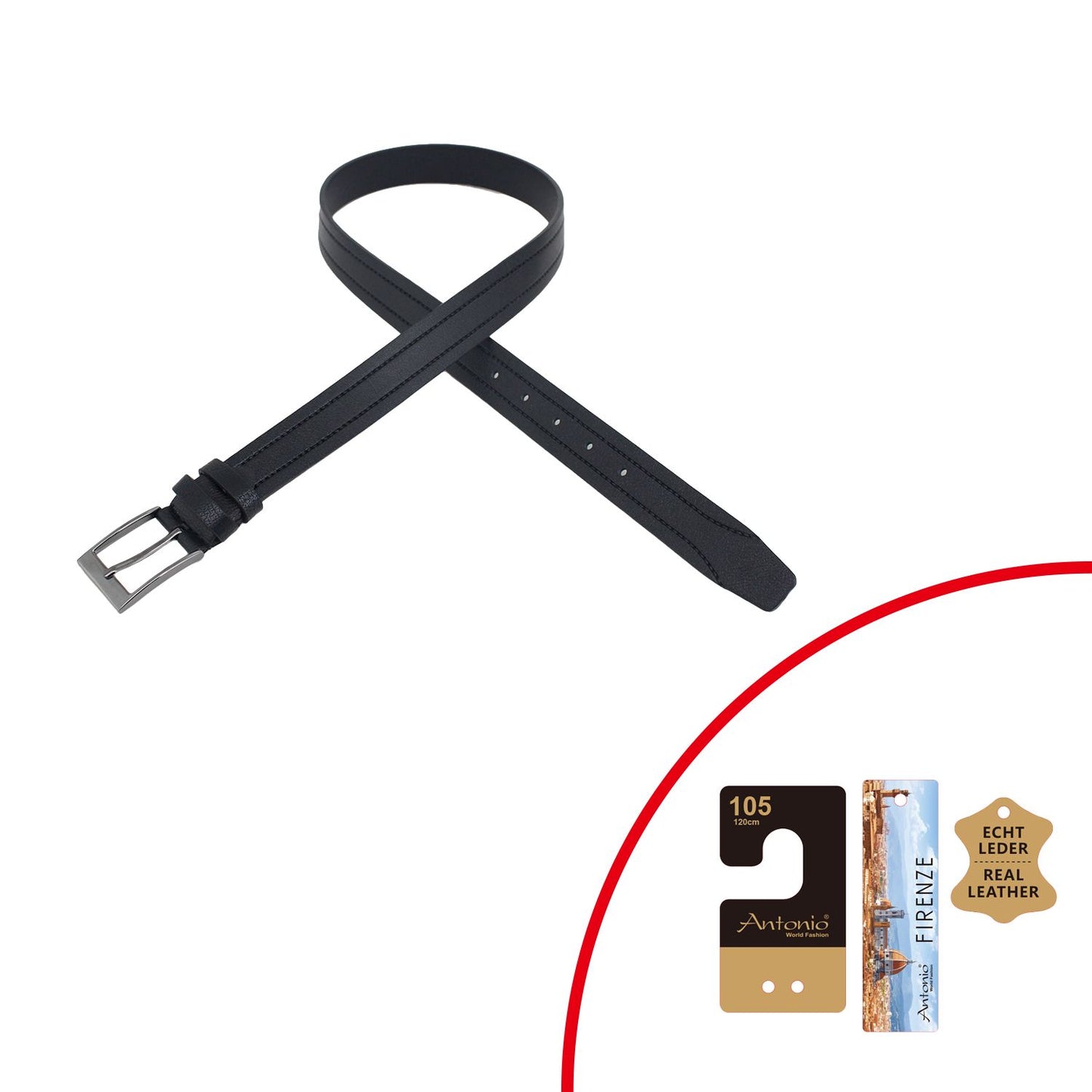Ledergürtel für Männer » Herren Gürtel » Echt Leder Herrengürtel » schwarz matt 4,5 cm mit Randprägung
