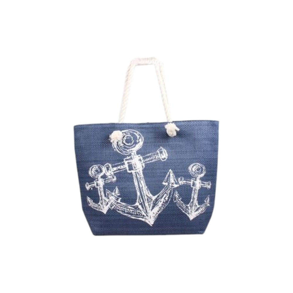 XL Strandtasche » Maritim All Blue Design » große Handtasche ca. 55x40x23cm » Maritime Schultertasche » Badetasche mit Reißverschluss
