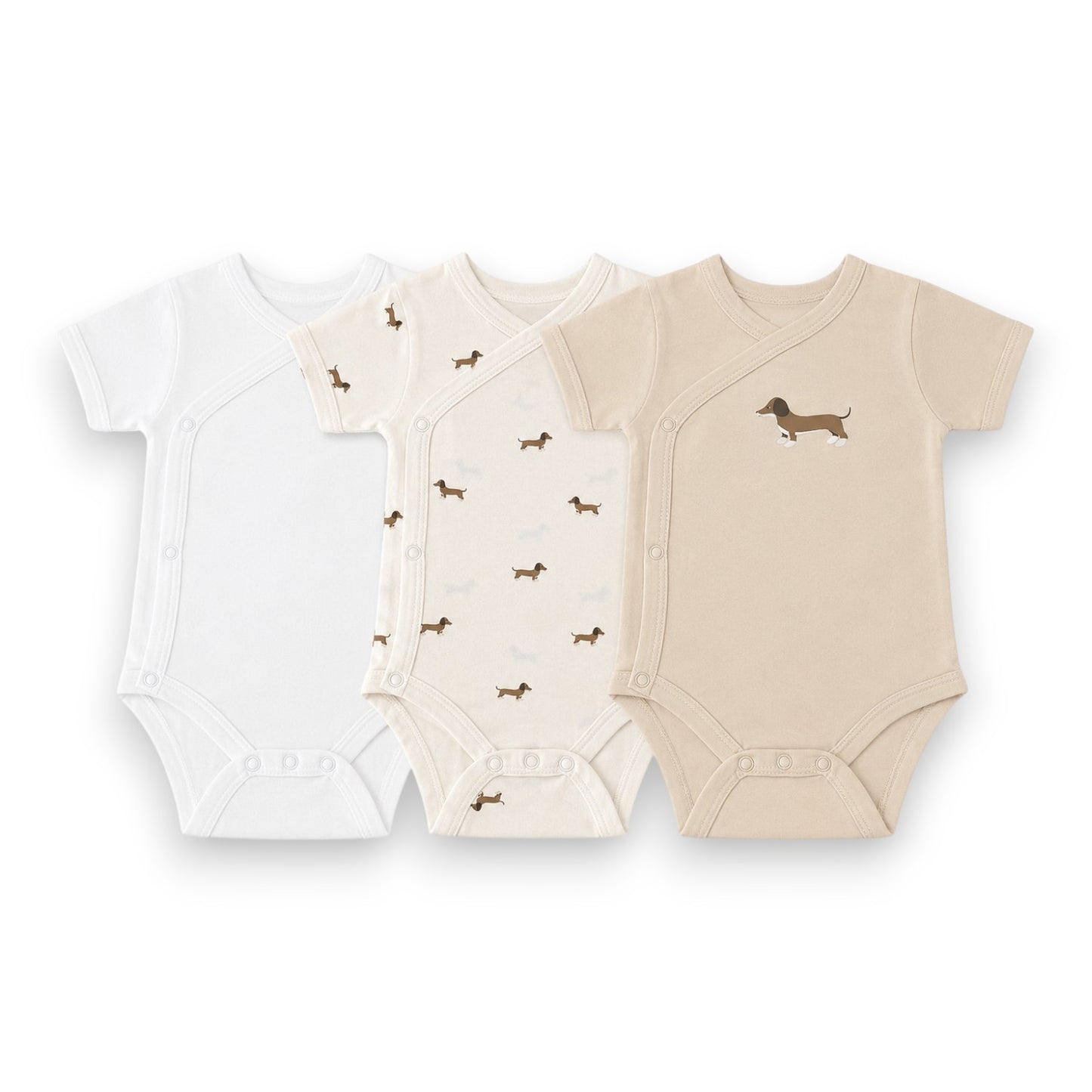 Baby Body Kurzarm » Kurzarmbody » Wickelbody 3er Pack » Strampelanzug / Strampler 100% Baumwolle