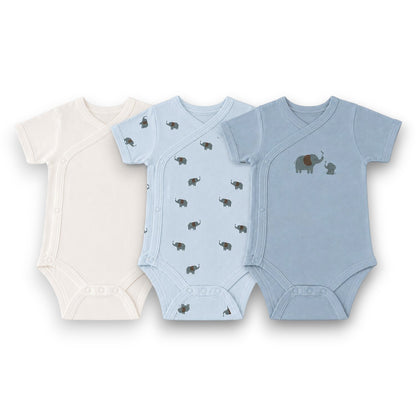 Baby Body Kurzarm » Kurzarmbody » Wickelbody 3er Pack » Strampelanzug / Strampler 100% Baumwolle