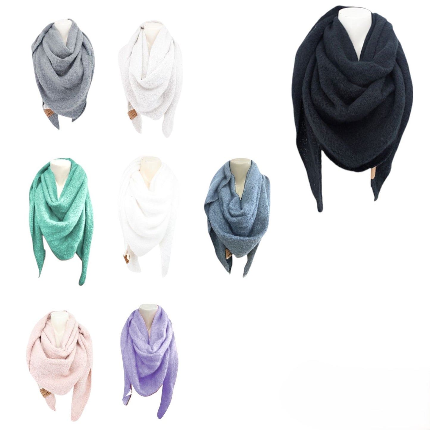 Winter Damen Schal Bouclé » Damenschal » Dreiecksschal 200x70 cm » Winterschal Alpaca Touch-Feeling » weich & flauschig