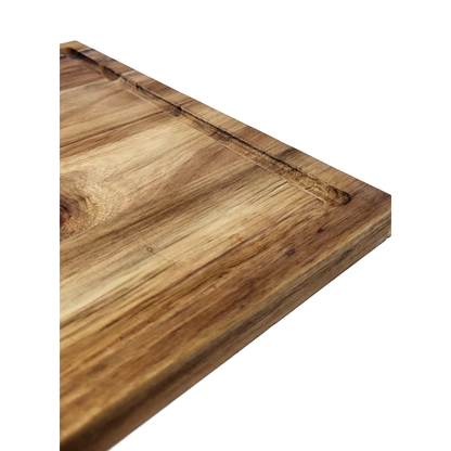 Premium Schneidebrett aus Akazienholz » Küchenbrett 30 x 40 x 1,5 cm » Grill Holzbrett mit Saftrille » Servierbrett & Tranchierbrett