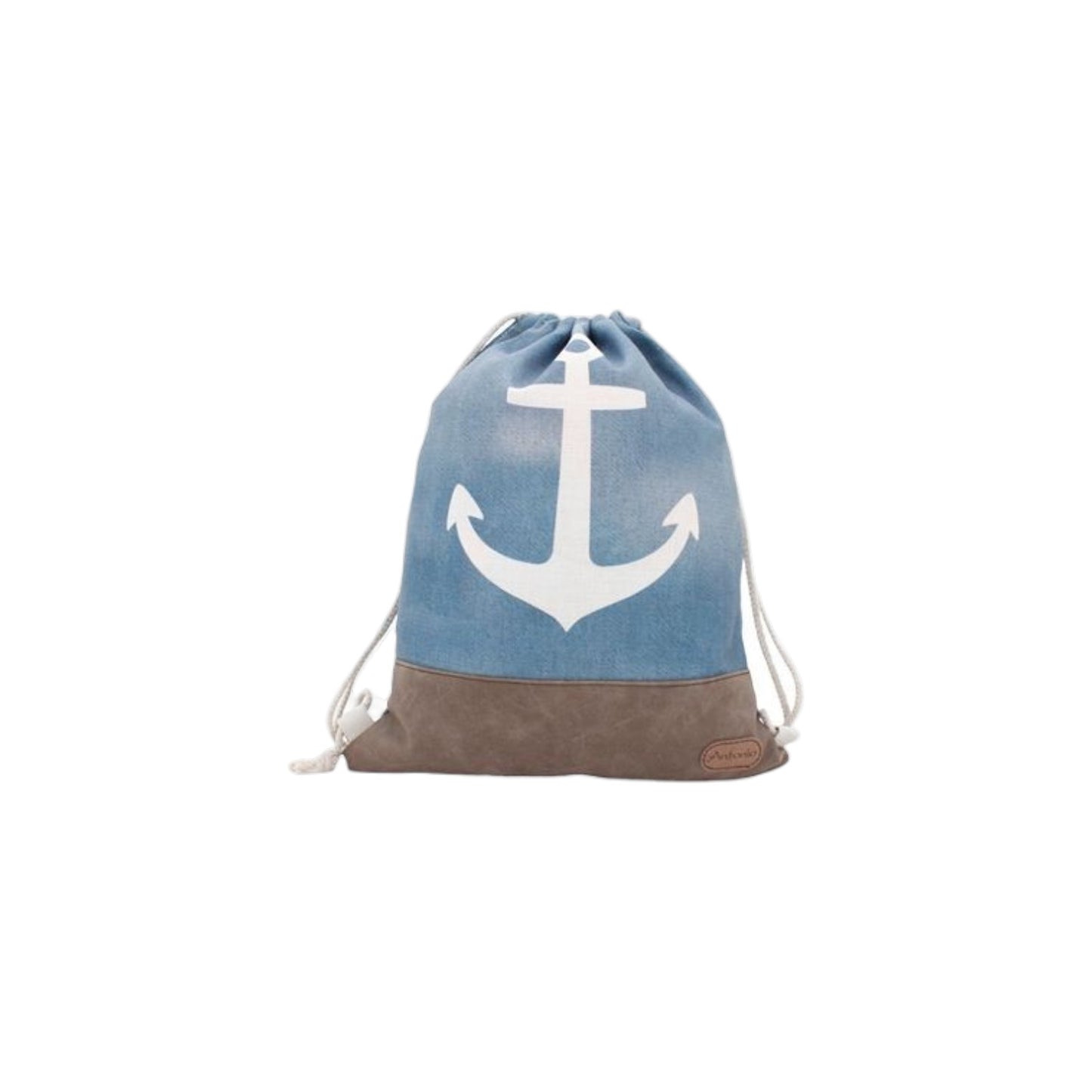 Damen Turnbeutel » Maritimer Vintage Stil » Weiß/Blau/Braun ca. 35 x 45 cm » Damen Beutel » maritime Tasche mit Zugband