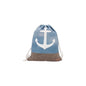 Damen Turnbeutel » Maritimer Vintage Stil » Weiß/Blau/Braun ca. 35 x 45 cm » Damen Beutel » maritime Tasche mit Zugband
