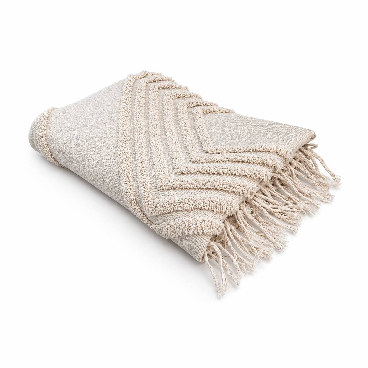 Ibiza Style Couchdecke 130x170cm » Wolldecke mit Fransen » Dekodecke 100% Baumwolle » Wohndecke im Boho Style » Kuscheldecke
