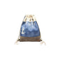 Damen Turnbeutel » Maritimer Vintage Stil » Weiß/Blau/Braun ca. 35 x 45 cm » Damen Beutel » maritime Tasche mit Zugband