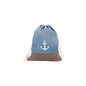 Damen Turnbeutel » Maritimer Vintage Stil » Weiß/Blau/Braun ca. 35 x 45 cm » Damen Beutel » maritime Tasche mit Zugband