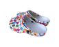 Damen Clogs Blumen » günstige Damenschuhe » Badeschlappen mit Blumenmuster » Sommer Garten Schuhe & Garten Schuhe » Badelatschen mit Riemen und Cut-Outs