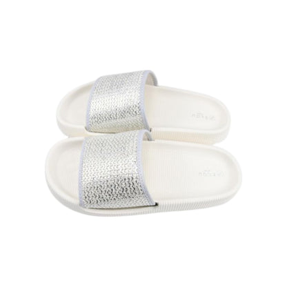 Damen Pantoletten » Badelatschen naturfarben » Badeschuhe mit dicker Sohle » Slipper & Hausschuhe » moderne Sommerschuhe
