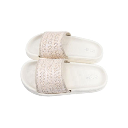 Damen Pantoletten » Badelatschen naturfarben » Badeschuhe mit dicker Sohle » Slipper & Hausschuhe » moderne Sommerschuhe