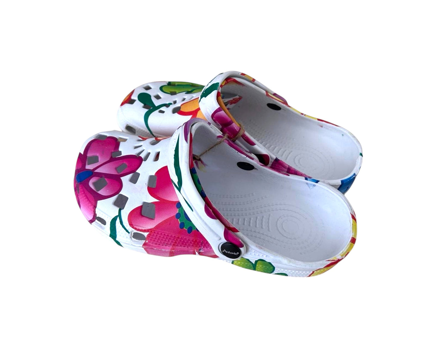Damen Clogs Blumen » günstige Damenschuhe » Badeschlappen mit Blumenmuster » Sommer Garten Schuhe & Garten Schuhe » Badelatschen mit Riemen und Cut-Outs