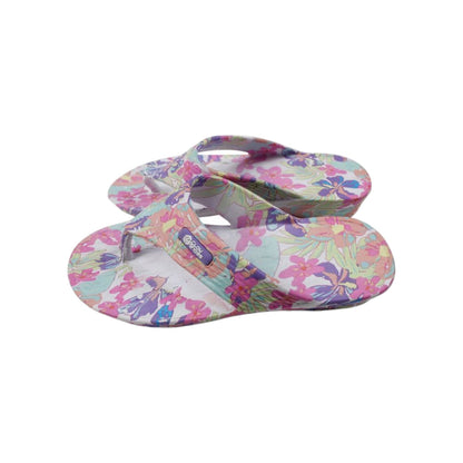 Damen Zehentrenner Blumen » günstige Damenschuhe » Badesandalen mit Blumenmuster » Sommer Garten Schuhe » Badelatschen