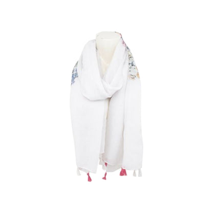 Sommer Damen Schal Blumen » leichter Sommerschal 180 x 80 cm » Halstuch mit Blumenmuster » Damenschal weich & dünn