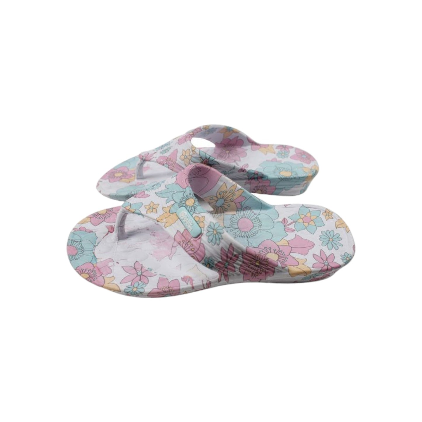 Damen Zehentrenner Blumen » günstige Damenschuhe » Badesandalen mit Blumenmuster » Sommer Garten Schuhe » Badelatschen