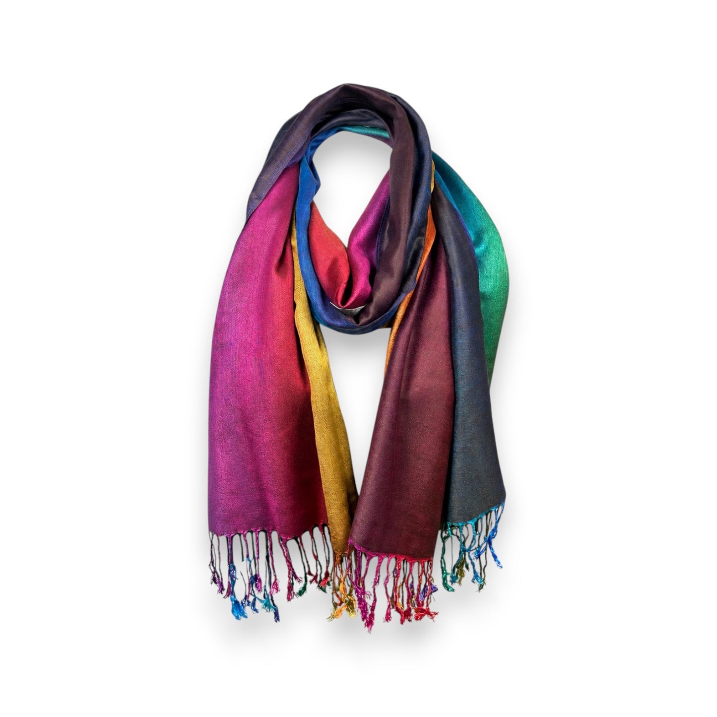 Regenbogen Schal » Sommer Damen 175x70cm » leichter Sommerschal » buntes Halstuch mit Fransen » Damenschal weich & dünn » Fransenschal für Frühling, Sommer & Herbst