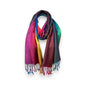 Regenbogen Schal » Sommer Damen 175x70cm » leichter Sommerschal » buntes Halstuch mit Fransen » Damenschal weich & dünn » Fransenschal für Frühling, Sommer & Herbst
