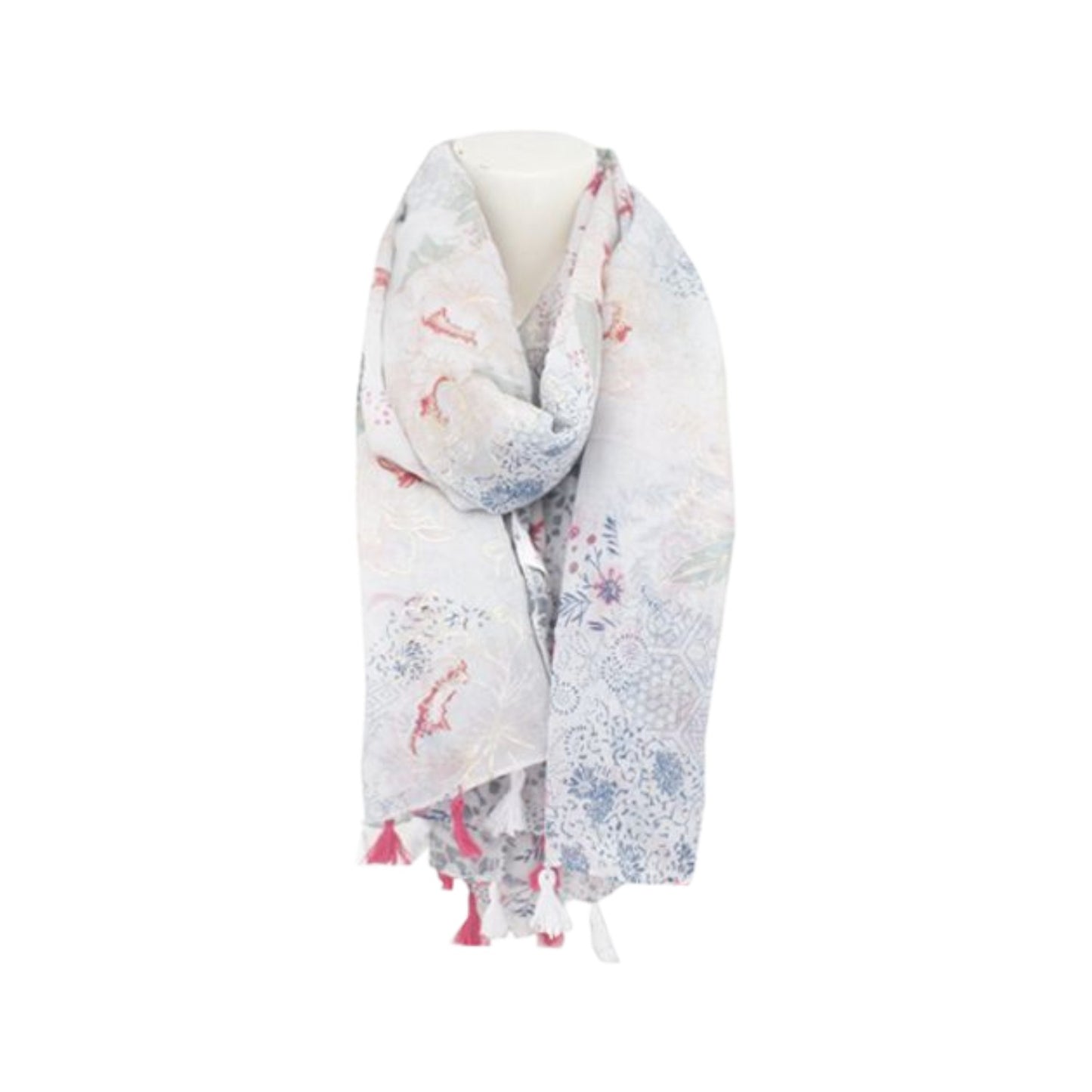 Sommer Damen Schal Blumen » leichter Sommerschal 180 x 80 cm » Halstuch mit Blumenmuster » Damenschal weich & dünn